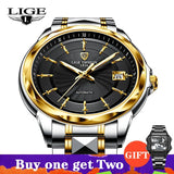 LIGE Mens Automatic Mechanical Watches Luxury Brand Business Tungsten Steel Waterproof WristWatch Men Fashion Clock reloj hombre