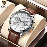 LIGE 2023 Watch Men Fashion Sports Quartz Clocks Mens Watches Top Brand Leather Military Waterproof Date Watch Relogio Masculino