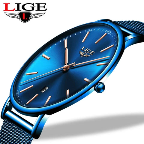 LIGE Womens Watches Top Brand Luxury Waterproof Watch Fashion Ladies Stainless Wristwatch Casual Quartz Clock Relogio Feminino