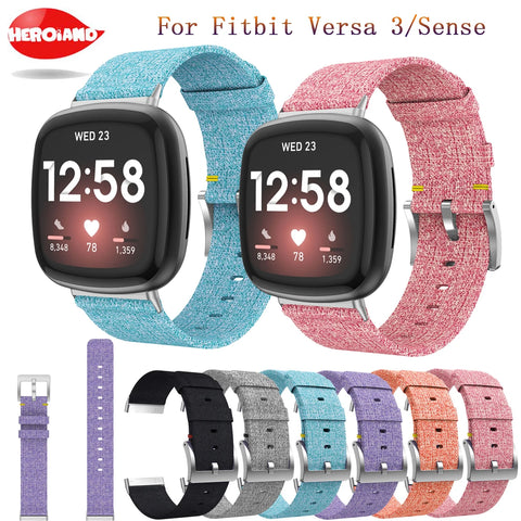 New Strap For Fitbit Versa 2 Versa 3/Sense Lite Women Men Breathable Woven Fabric Strap Replacement canvas Wristband Smart Watch