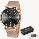 LIGE Womens Watches Top Brand Luxury Waterproof Watch Fashion Ladies Stainless Wristwatch Casual Quartz Clock Relogio Feminino