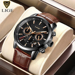 LIGE 2023 Watch Men Fashion Sports Quartz Clocks Mens Watches Top Brand Leather Military Waterproof Date Watch Relogio Masculino