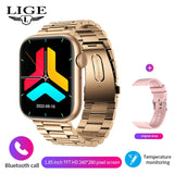 LIGE New Dial Call Smart Watch Women 2022 Full Touch Voice Assistant Sports Fitness Bracelet Temperature monitor Smartwatch Men