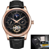 LIGE Men Watches Automatic Mechanical Watch Tourbillon Clock Genuine Leather Waterproof Watch Men Military Wristwatch Man