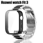 For Huawei watch Fit3 fit 3 Smart Watch Case + Strap Stainless Steel Metal Band Men Belt Protective Bumper Full Cover Cases