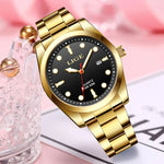 LIGE Fashion Gold Women Watches Stainless Steel Waterproof Quartz Watch Women Casual Sport Luminous Watch For Women Reloj Mujer