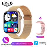 LIGE New Dial Call Smart Watch Women 2022 Full Touch Voice Assistant Sports Fitness Bracelet Temperature monitor Smartwatch Men