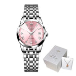 LIGE Original Elegant Luxury Women's Wristwatch Fashion Stainless Band Waterproof Calendar Diamond Quartz Casual Ladies Watches