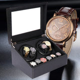 4+6 Hot Sale Black High Quality Watch Winder Automatic Watch Display Box Luxury Storage Box Put Down 10 Watch For Men & Women