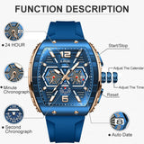 LIGE Mens Watches Top Brand Luxury Square Silicone Watch For Men Fashion Military Quartz Waterproof Chronograph Montre Homme