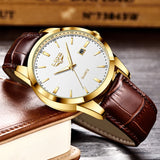 LIGE New Business Watch Men Top Brand Luxury Leather Waterproof Men's Quartz Wristwatches Military Sports Date Chronograph Male