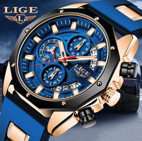 2024 LIGE Luxury Men Watch Casual Business Watch Men Fashion Military Sport Waterproof Quartz Wristwatch for Men Relojes Hombre