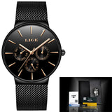 LIGE Women Watches Top Brand Luxury Gold Quartz Watch Ladies Waterproof Watch For Women Full Steel Slim  Dial Date Clocks