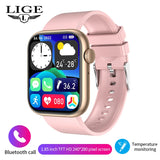 LIGE New Dial Call Smart Watch Women 2022 Full Touch Voice Assistant Sports Fitness Bracelet Temperature monitor Smartwatch Men