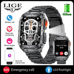 LIGE IP68 Waterproof Outdoor Smart Watch Men 410mAh Large Battery LED Light Health Monitor Sport Watch Bluetooth Call Smartwatch