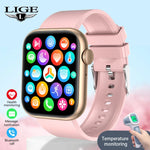 LIGE New Dial Call Smart Watch Women 2022 Full Touch Voice Assistant Sports Fitness Bracelet Temperature monitor Smartwatch Men