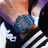 LIGE Mens Watches Top Brand Luxury Square Silicone Watch For Men Fashion Military Quartz Waterproof Chronograph Montre Homme