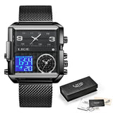 LIGE Luxury Men Quartz Digital Watch Creative Sport Watches Male Waterproof Wristwatch Montre Homme Clock Relogio Masculino+box