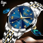 LIGE Luxury Fashion Quartz Woman Watch Elegant Waterproof Date Stainless Women Wristwatch Luminous Week Ladies Clock Reloj Mujer