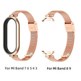 Strap for Mi Band 9 8 Bracelet for Xiaomi Smart Band 8 7 5 6 4 3 NFC Global Version Women Girls Metal Watch Band Wristband