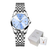 LIGE Original Elegant Luxury Women's Wristwatch Fashion Stainless Band Waterproof Calendar Diamond Quartz Casual Ladies Watches